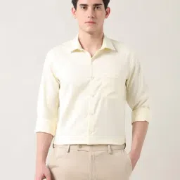 Arrow Yellow Cotton Regular fit Self Formal Shirt-image-60
