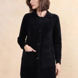 RAREISM Black Faux Fur Solid Long Sleeves Jacket-picture-15