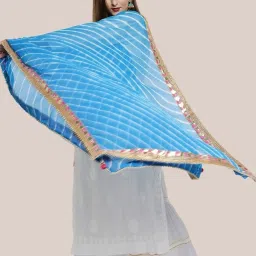 Dupatta Bazaar Turquoise Printed Dupatta image 3