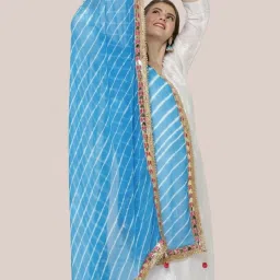 Dupatta Bazaar Turquoise Printed Dupatta image 4