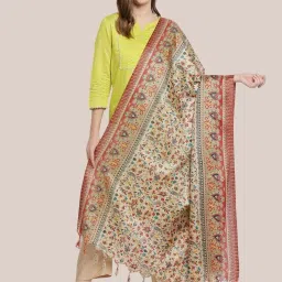 Dupatta Bazaar Beige & Red Floral Print Dupatta image 1