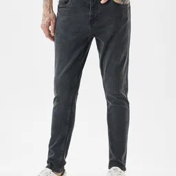 Snitch Men Charcoal Grey Mid-Rise Skinny Fit Jeans-image-95