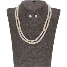 Sri Jagdamba Pearls White Pearl Gold Plated Necklace Set-image-41