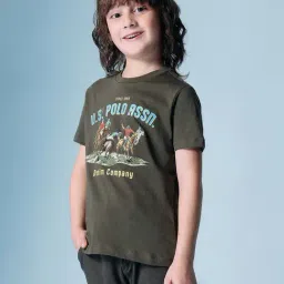 U.S. Polo Assn. Boys Olive Cotton Printed T-Shirt-picture-15