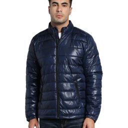 Red Tape Blue Polyester Mandarin Collar Jacket-image-9