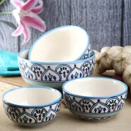 VarEesha The Royal Crown Blue Ceramic Serving Bowls (1000 ml, 750 ml, 500 ml, 350 ml) - Set of 4-15