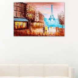 999store Brown & Blue Street View Of Paris Canvas Painting-image-61