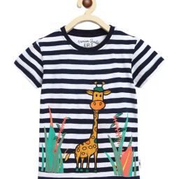 Li'l Tomatoes Kids Navy & White Cotton Printed T-Shirt-image-54