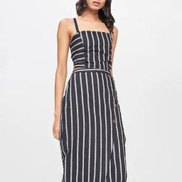AND Black Striped Crop Top With Skirt-image-82