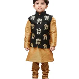 VASTRAMAY Kids Rose Gold Floral Print Kurta Set-image-88