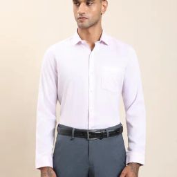 Turtle Light Pink Cotton Regular Fit Self Design Formal Shirt-picture-36