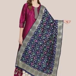 Dupatta Bazaar Navy Woven Pattern Dupatta image 1