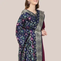 Dupatta Bazaar Navy Woven Pattern Dupatta image 4