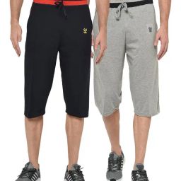 Vimal Jonney Black & Grey Regular Fit Capris - Pack of 2-image-98