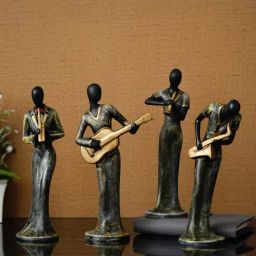 eCraftIndia Set of 4 Ladies Playing Musical Instruments Antique Finish Handcrafted Decorative Polyresin Showpiece-image-24