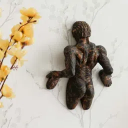 eCraftIndia Man Pushing Wall Antique Finish Handcrafted Polyresin Wall Decorative-image-83