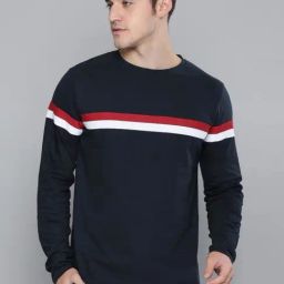 Dillinger Navy Cotton Regular Fit Striped T-Shirt-image-35