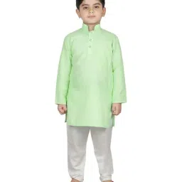 SG Yuvraj Kids Green Regular Fit Kurta Set-image-42