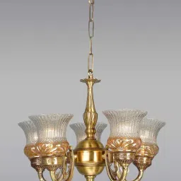 Fos Lighting 'Lustrous' Golden & Transparent Brass Antique Chandelier - Set of 1-image-53