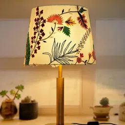 FOS LIGHTING Transitional Brushed Golden & White Steel Table Lamp With Fabric Shade-20