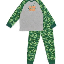 H by Hamleys Boys Grey & Green Camouflage Full Sleeves T-Shirt With Joggers-image-8