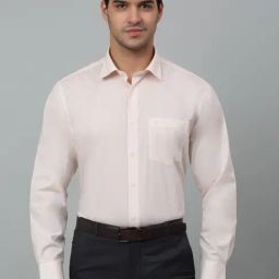 Cantabil Peach Cotton Regular Fit Shirt-image-15