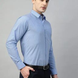 Hancock Blue Slim Fit Striped Shirt-picture-21