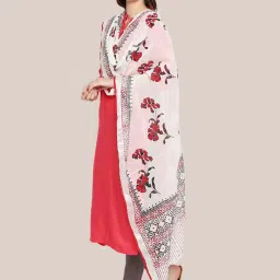 Dupatta Bazaar White Floral Print Dupatta image 3