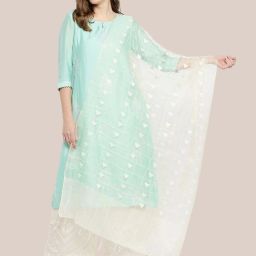 Dupatta Bazaar Cream Woven Pattern Dupatta image 1