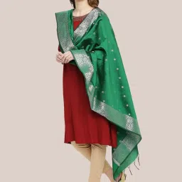 Dupatta Bazaar Green Woven Pattern Dupatta image 3