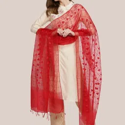 Dupatta Bazaar Red Woven Pattern Dupatta image 4