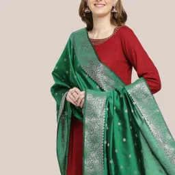 Dupatta Bazaar Green Woven Pattern Dupatta image 4