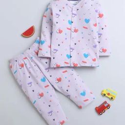 Bumzee Kids Lavender Cotton Printed Full Sleeves Jabla Set-picture-40