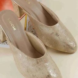 Mochi Women's Gold Mule Shoes-image-48