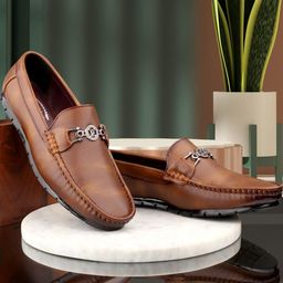 WUGATTI Men Tan Slip-On Leather Loafer-picture-2
