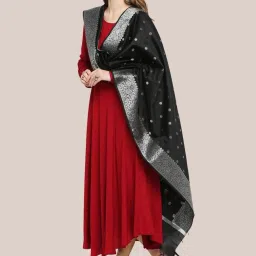 Dupatta Bazaar Black Woven Pattern Dupatta image 3
