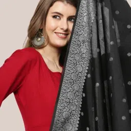 Dupatta Bazaar Black Woven Pattern Dupatta image 4