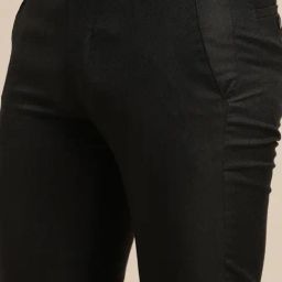 Turtle Black Ultra Slim Fit Self Design Trousers image 5