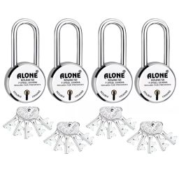 ALONE LOCKS Round 50 mm Alloy Steel Chrome 20 Same Keys Double Locking Padlock (Pack of 4)-image-92