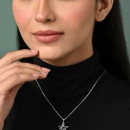 Clara 925 Sterling Silver Platinum Plated Shree Ram Pendant Necklace with Chain Gift for Women-image-68