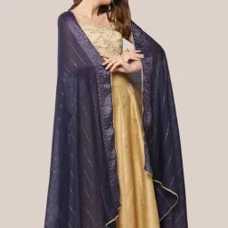 Dupatta Bazaar Navy Self Pattern Dupatta image 4