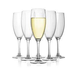 BlackCarrot Transparent Glass Flute Glasses (220ml) - Set of 6-44