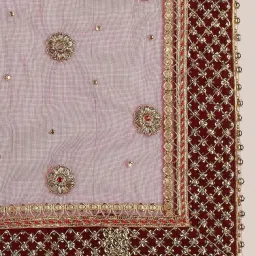 Dupatta Bazaar Maroon Zari Work Dupatta image 5