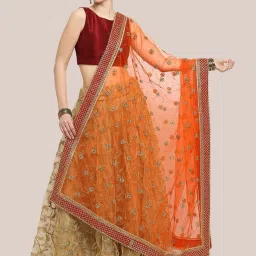Dupatta Bazaar Orange Zari Work Dupatta image 1