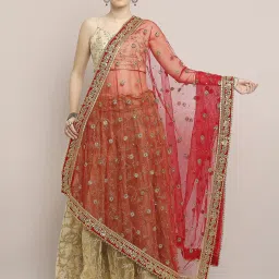 Dupatta Bazaar Red Zari Work Dupatta image 1