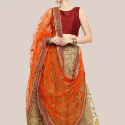 Dupatta Bazaar Orange Zari Work Dupatta image 2