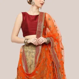 Dupatta Bazaar Orange Zari Work Dupatta image 3