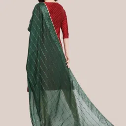 Dupatta Bazaar Bottle Green Self Pattern Dupatta image 2