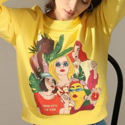 Vero Moda Yellow Cotton Printed Sweatshirt-picture-17