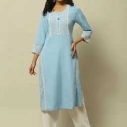 Rangriti Blue Embroidered Straight Kurta-image-68